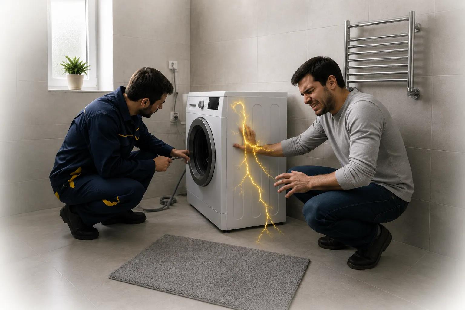 علت برق داشتن بدنه ماشین لباسشویی چیست؟ ۱۲ دلیل برق گرفتگی لباسشویی و راهحل ایمن