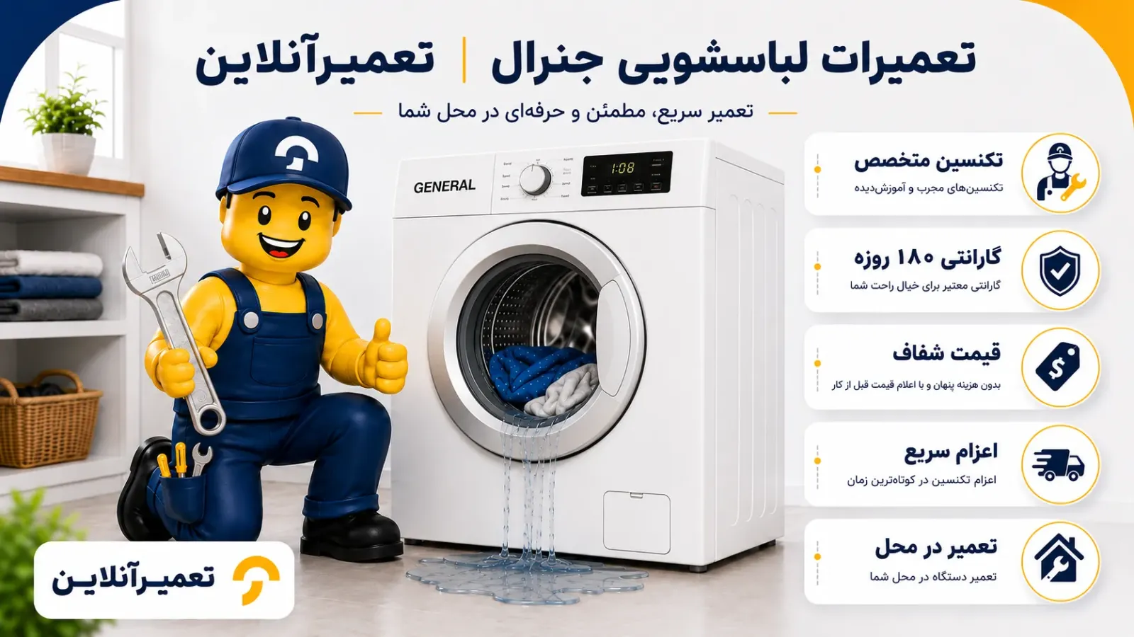 تعمیر لباسشویی جنرال در منزل